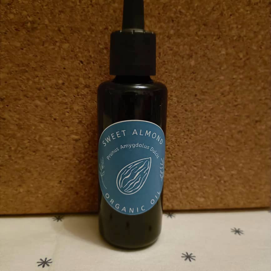 Organic Sweet Almond Oil (Prunus Amygdalus Dulcis) in Miron Glass with Dropper Bottled by Hand Food Grade Cold Pressed Almond Nut Oil