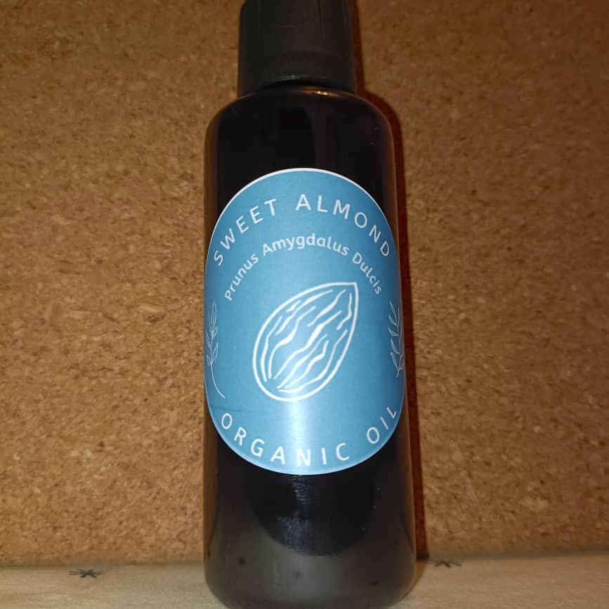 Organic Sweet Almond Oil (Prunus Amygdalus Dulcis) in Miron Glass with Dropper Bottled by Hand Food Grade Cold Pressed Almond Nut Oil