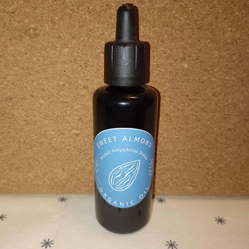 Organic Sweet Almond Oil (Prunus Amygdalus Dulcis) in Miron Glass with Dropper Bottled by Hand Food Grade Cold Pressed Almond Nut Oil