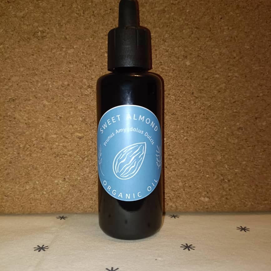 Organic Sweet Almond Oil (Prunus Amygdalus Dulcis) in Miron Glass with Dropper Bottled by Hand Food Grade Cold Pressed Almond Nut Oil