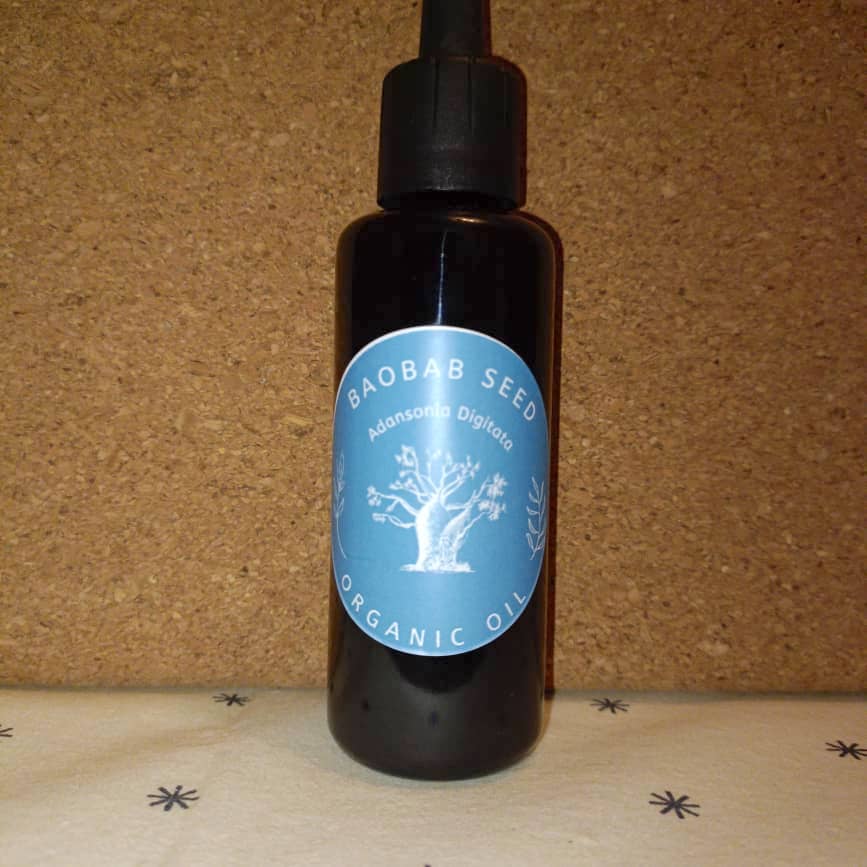 Organic Baobab Seed Oil (Adansonia Digitata) in Miron Violet Glass with Dropper Bottled by Hand Food Grade Cold Pressed Baobab Seed Oil