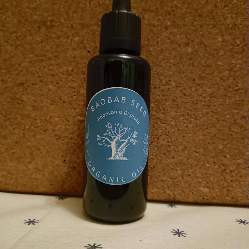 Organic Baobab Seed Oil (Adansonia Digitata) in Miron Violet Glass with Dropper Bottled by Hand Food Grade Cold Pressed Baobab Seed Oil