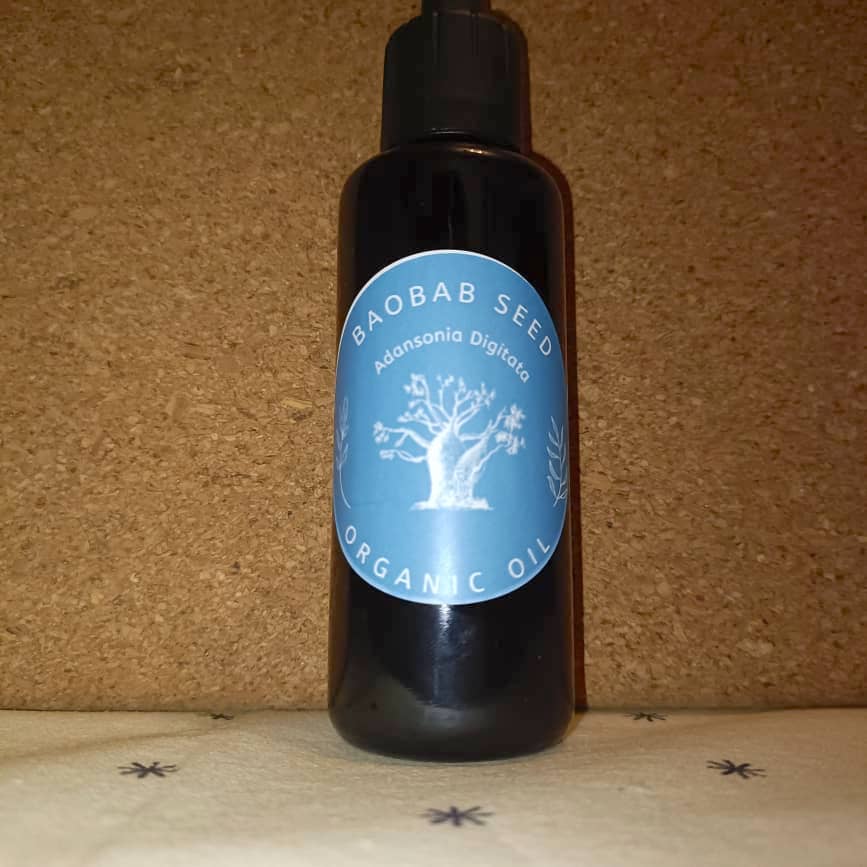 Organic Baobab Seed Oil (Adansonia Digitata) in Miron Violet Glass with Dropper Bottled by Hand Food Grade Cold Pressed Baobab Seed Oil