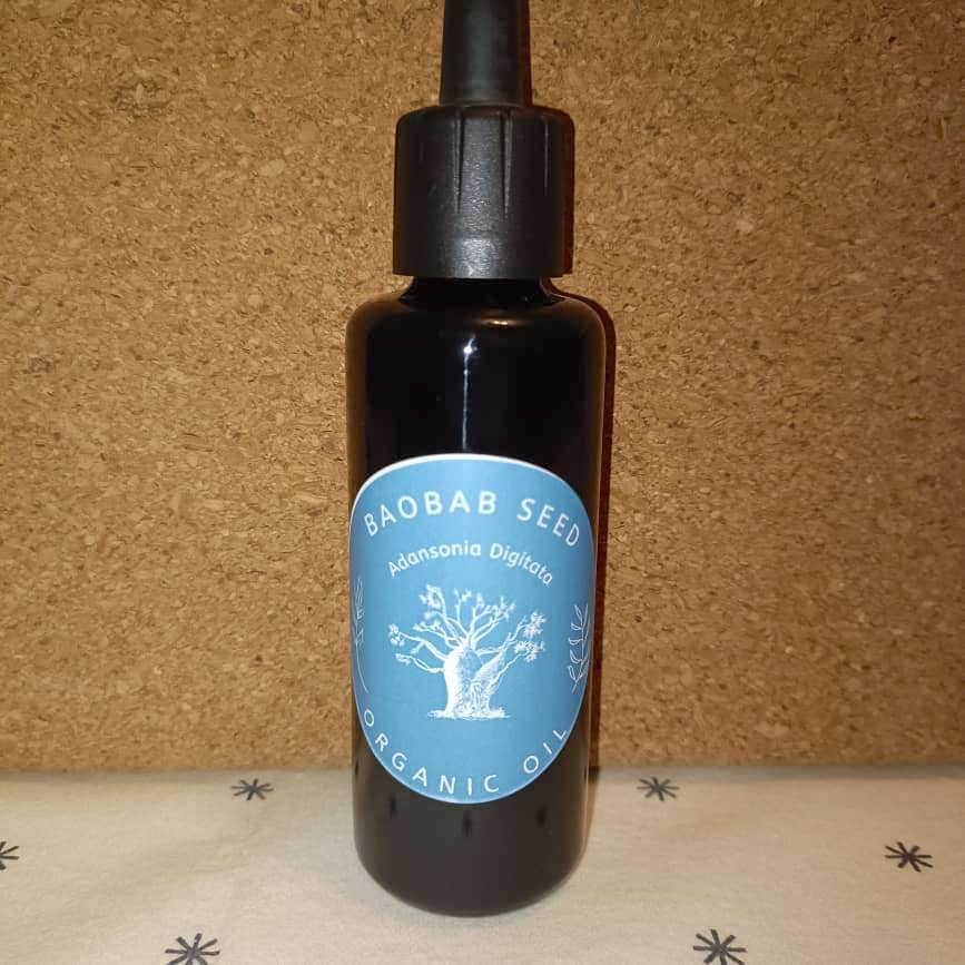 Organic Baobab Seed Oil (Adansonia Digitata) in Miron Violet Glass with Dropper Bottled by Hand Food Grade Cold Pressed Baobab Seed Oil