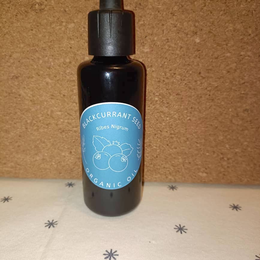 Organic Blackcurrant Seed Oil (Ribes Nigrum) in Miron Glass with Dropper Bottled by Hand Food Grade Cold Pressed Blackcurrant Oil