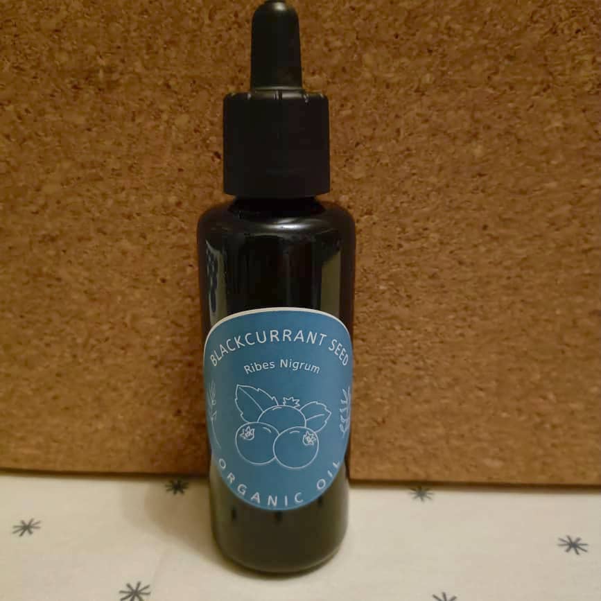 Organic Blackcurrant Seed Oil (Ribes Nigrum) in Miron Glass with Dropper Bottled by Hand Food Grade Cold Pressed Blackcurrant Oil