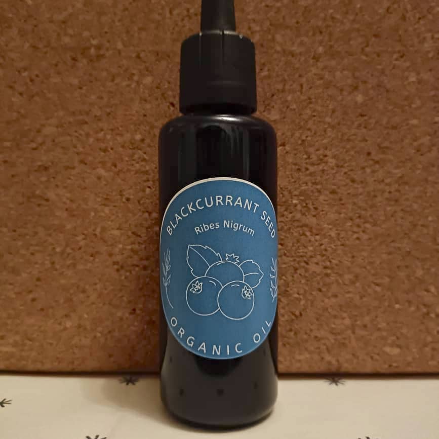 Organic Blackcurrant Seed Oil (Ribes Nigrum) in Miron Glass with Dropper Bottled by Hand Food Grade Cold Pressed Blackcurrant Oil