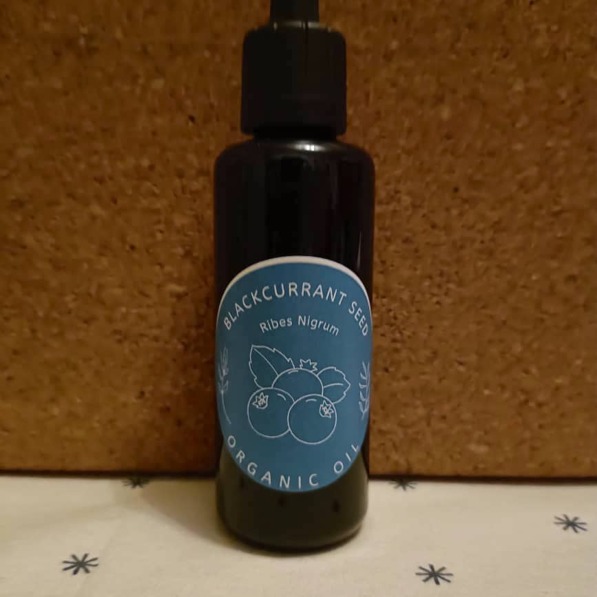 Organic Blackcurrant Seed Oil (Ribes Nigrum) in Miron Glass with Dropper Bottled by Hand Food Grade Cold Pressed Blackcurrant Oil
