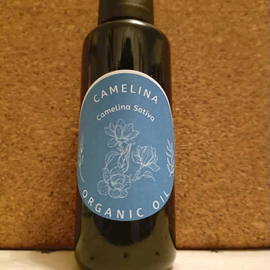Organic Camelina Oil (Camelina Sativa) in Miron Violet Glass with Dropper Bottled by Hand Food Grade Cold Pressed Camelina Oil