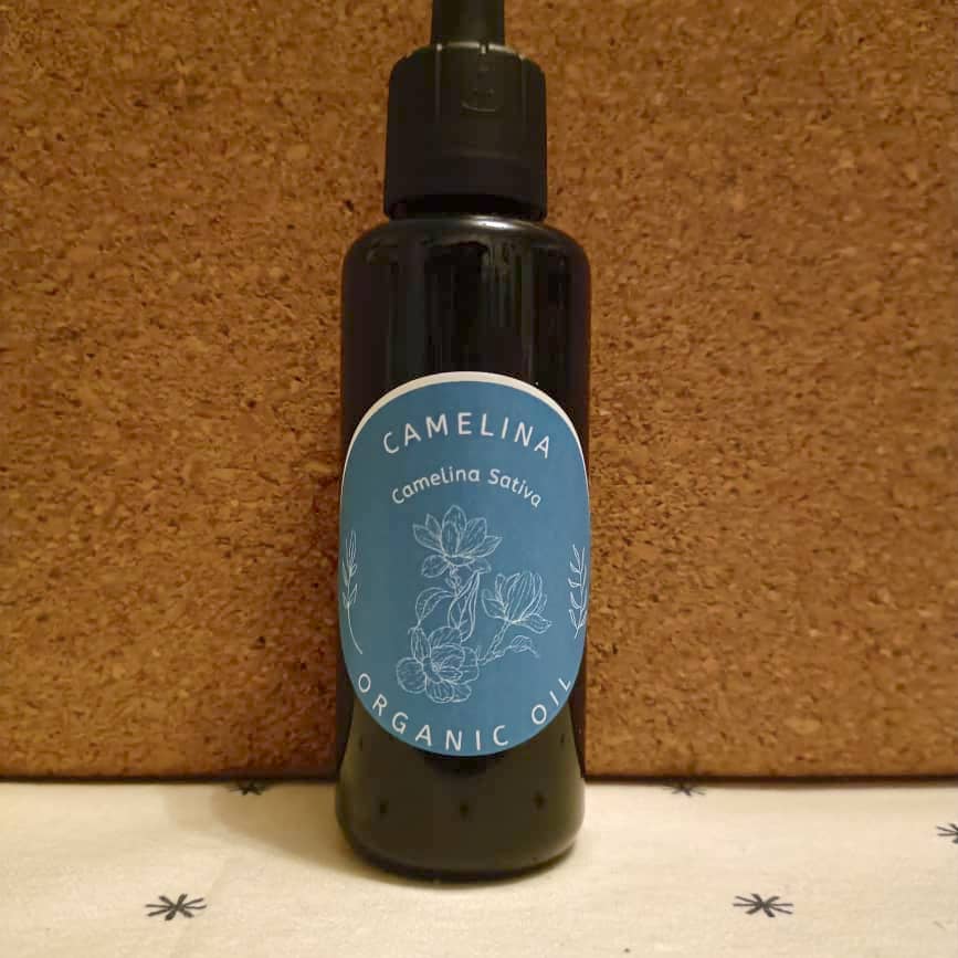 Organic Camelina Oil (Camelina Sativa) in Miron Violet Glass with Dropper Bottled by Hand Food Grade Cold Pressed Camelina Oil
