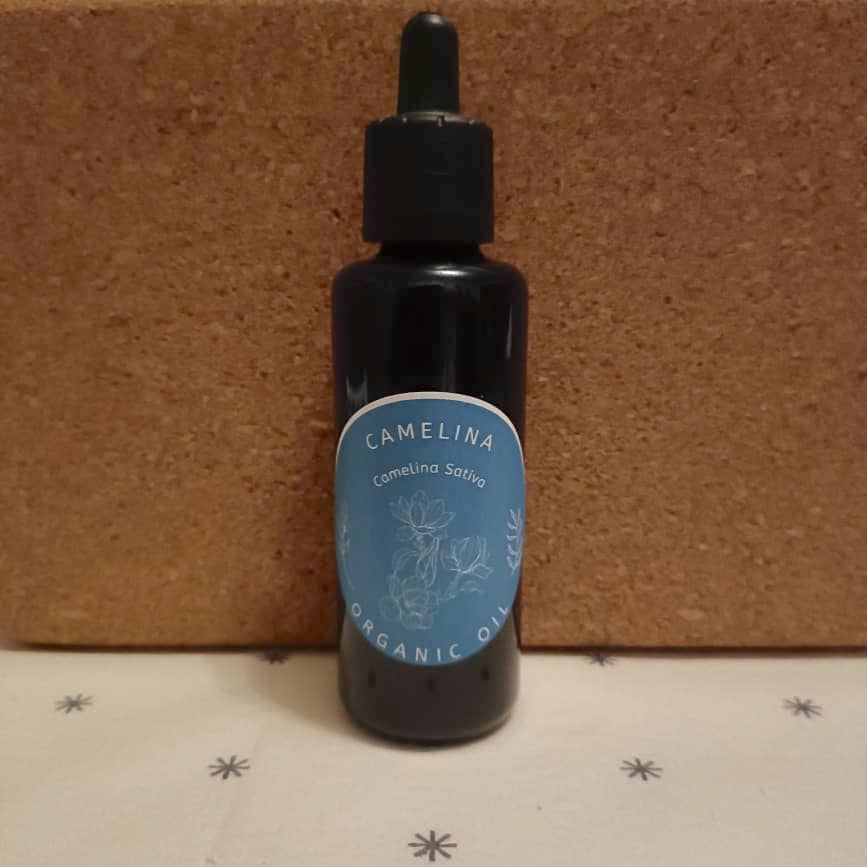 Organic Camelina Oil (Camelina Sativa) in Miron Violet Glass with Dropper Bottled by Hand Food Grade Cold Pressed Camelina Oil