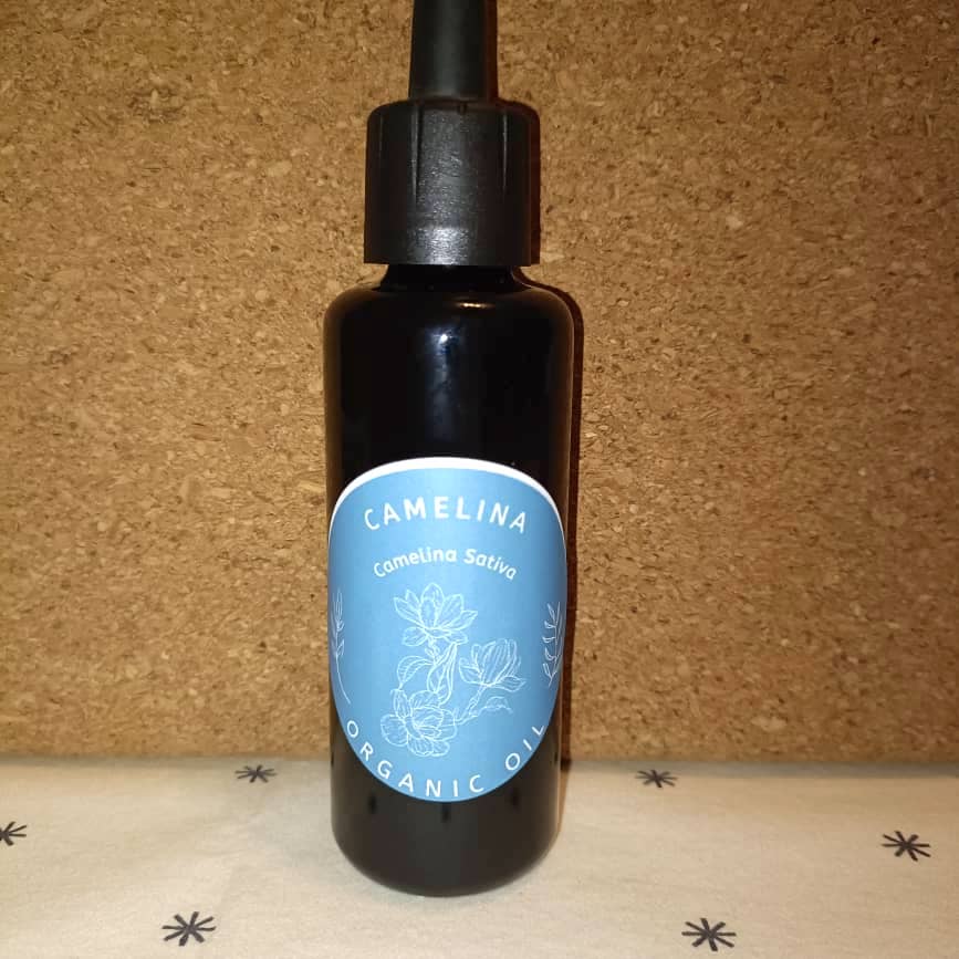 Organic Camelina Oil (Camelina Sativa) in Miron Violet Glass with Dropper Bottled by Hand Food Grade Cold Pressed Camelina Oil