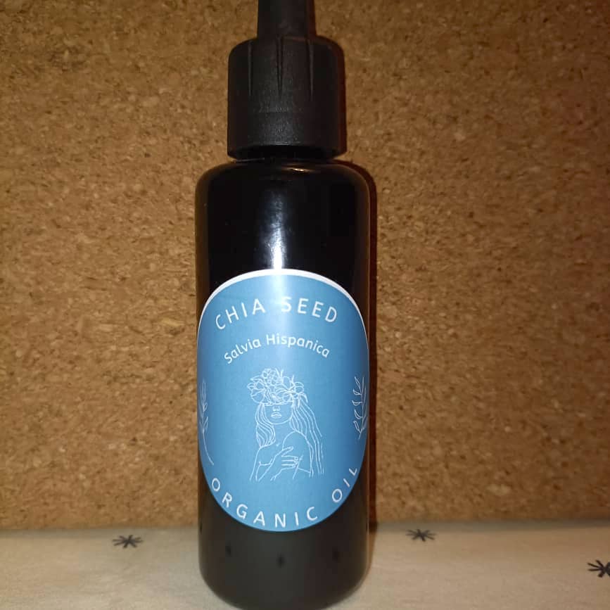 Organic Chia Seed Oil (Salvia Hispanica) in Miron Violet Glass with Dropper Food Grade Cold Pressed Chia Oil