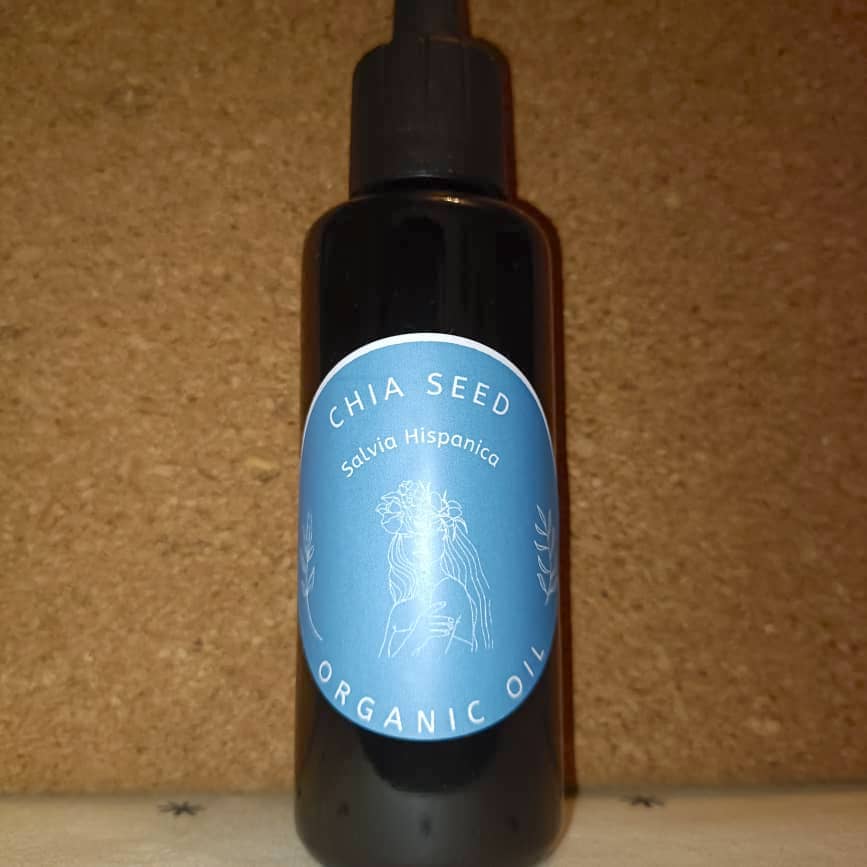 Organic Chia Seed Oil (Salvia Hispanica) in Miron Violet Glass with Dropper Food Grade Cold Pressed Chia Oil