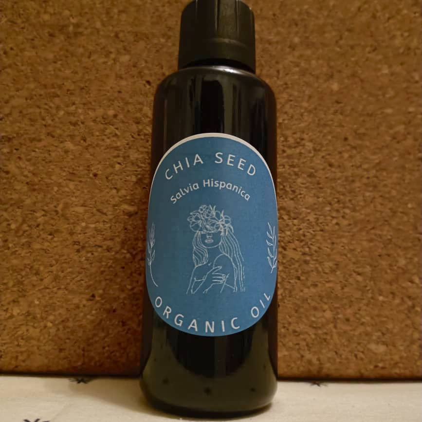 Organic Chia Seed Oil (Salvia Hispanica) in Miron Violet Glass with Dropper Food Grade Cold Pressed Chia Oil