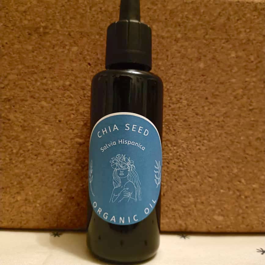 Organic Chia Seed Oil (Salvia Hispanica) in Miron Violet Glass with Dropper Food Grade Cold Pressed Chia Oil