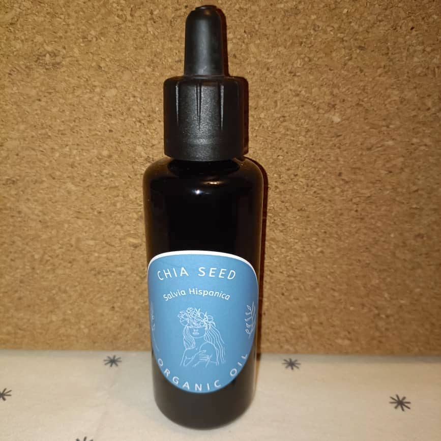 Organic Chia Seed Oil (Salvia Hispanica) in Miron Violet Glass with Dropper Food Grade Cold Pressed Chia Oil