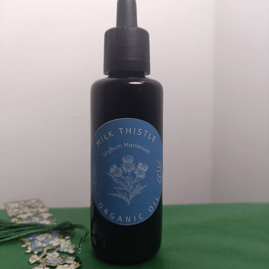 Organic Milk Thistle Oil in Miron Glass with Dropper Food Grade Cold Pressed Milk Thistle Oil Food Grade Oil Holy Thistle