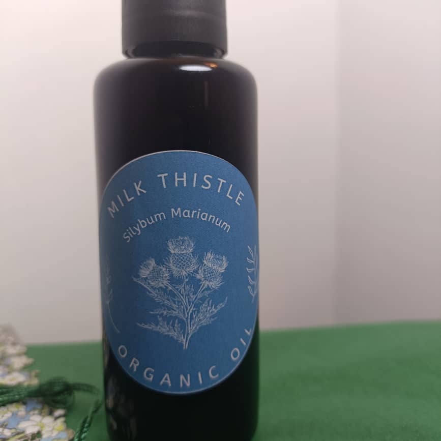 Organic Milk Thistle Oil in Miron Glass with Dropper Food Grade Cold Pressed Milk Thistle Oil Food Grade Oil Holy Thistle