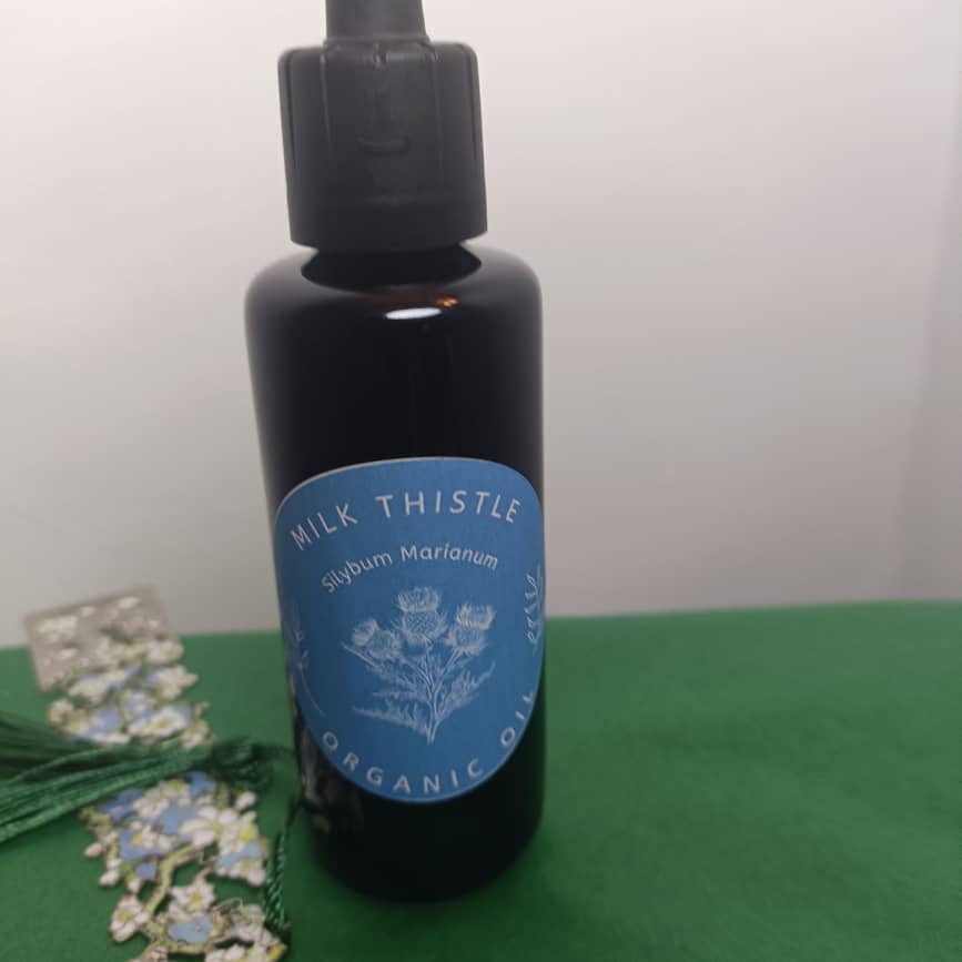 Organic Milk Thistle Oil in Miron Glass with Dropper Food Grade Cold Pressed Milk Thistle Oil Food Grade Oil Holy Thistle