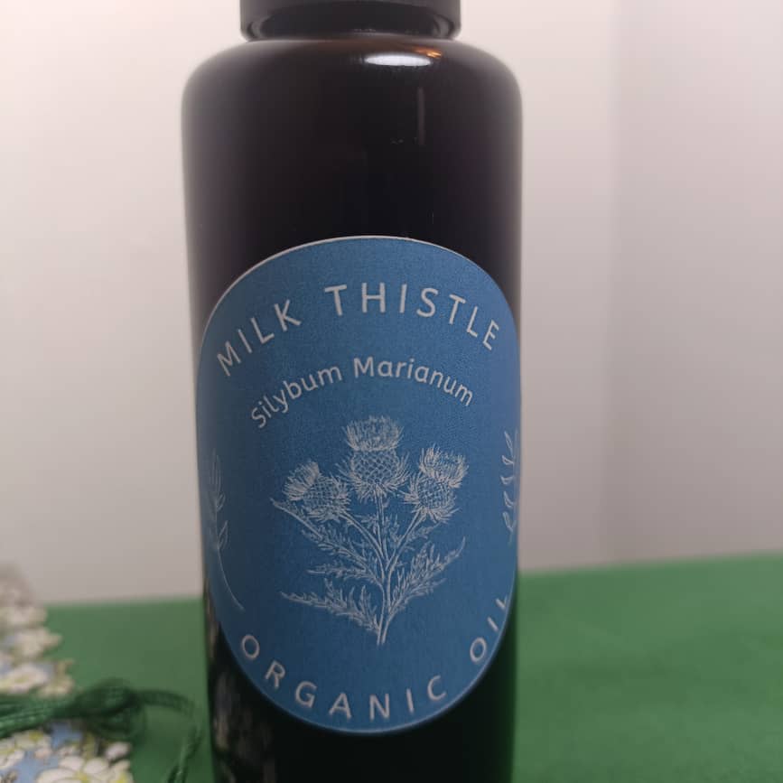 Organic Milk Thistle Oil in Miron Glass with Dropper Food Grade Cold Pressed Milk Thistle Oil Food Grade Oil Holy Thistle