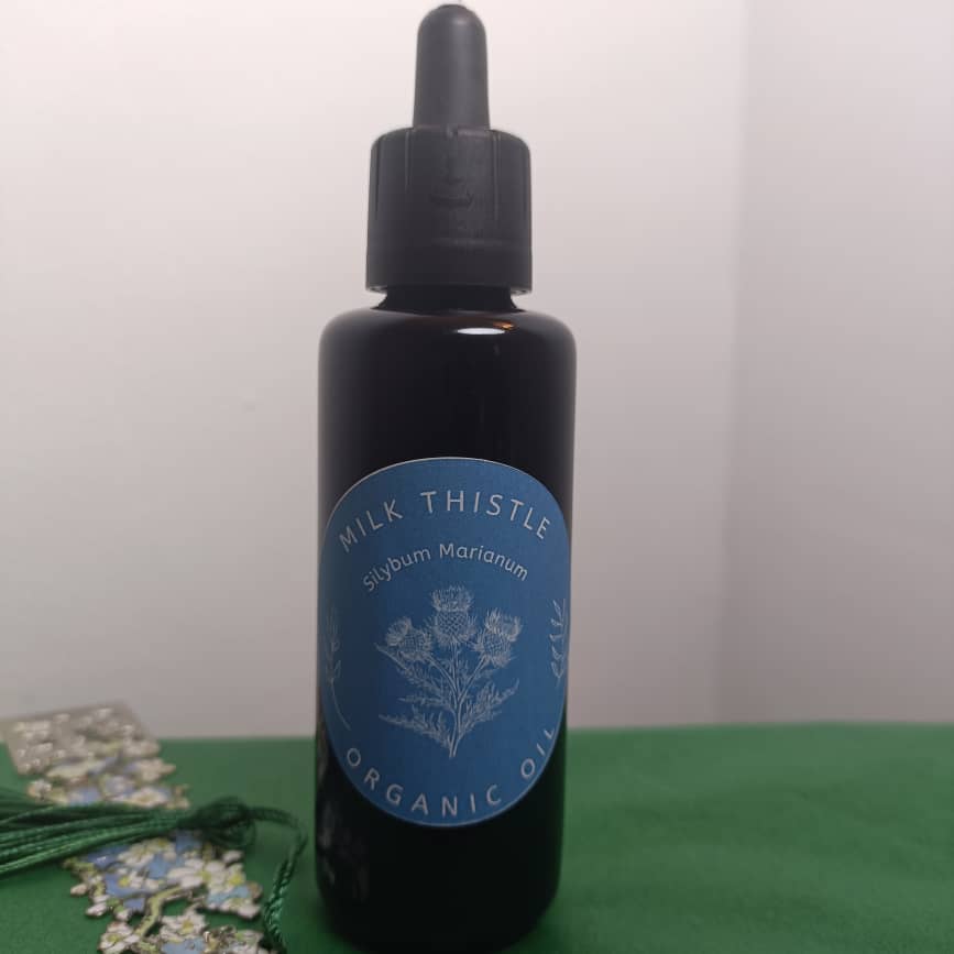 Organic Milk Thistle Oil in Miron Glass with Dropper Food Grade Cold Pressed Milk Thistle Oil Food Grade Oil Holy Thistle