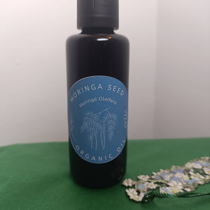 Organic Moringa Seed Oil (Moringa Oleifera) in Miron Violet Glass with Dropper Bottled by Hand Food Grade Cold Pressed Moringa Seed Oil