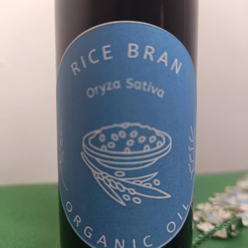 Organic Rice Bran Oil (Oryza Sativa) in Miron Violet Glass with Dropper Bottled by Hand Food Grade CO2 Extraction Rice Bran Oil
