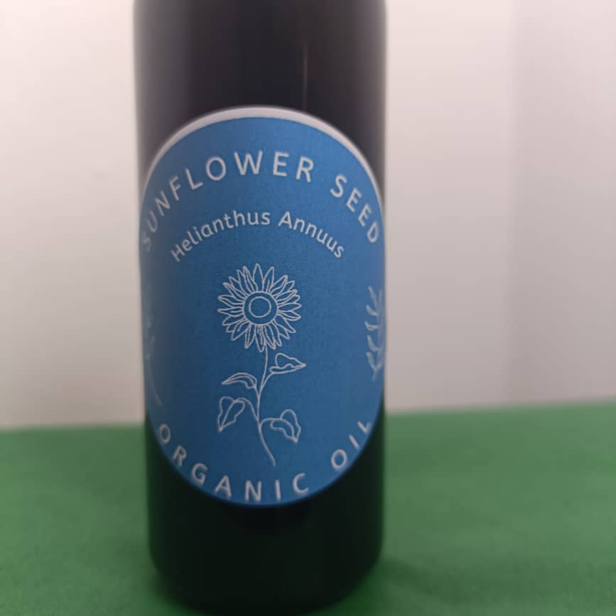 Organic Sunflower Seed Oil (Helianthus Annuus) in Miron Glass with Dropper Bottled by Hand Food Grade Cold Pressed Sunflower Oil