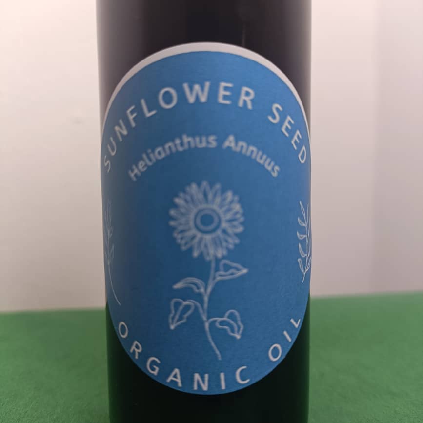 Organic Sunflower Seed Oil (Helianthus Annuus) in Miron Glass with Dropper Bottled by Hand Food Grade Cold Pressed Sunflower Oil