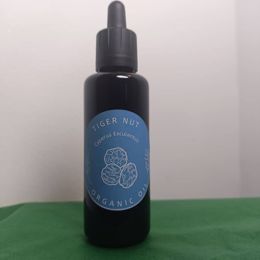 Organic Tiger Nut Oil (Cyperus Esculentus) in Miron Glass with Dropper Bottled by Hand Food Grade Cold Pressed Tigernut Oil