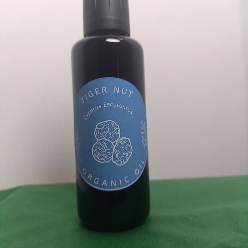 Organic Tiger Nut Oil (Cyperus Esculentus) in Miron Glass with Dropper Bottled by Hand Food Grade Cold Pressed Tigernut Oil