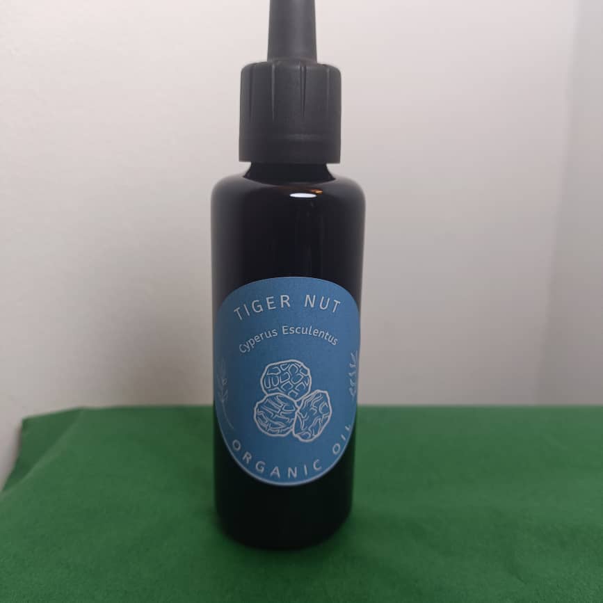 Organic Tiger Nut Oil (Cyperus Esculentus) in Miron Glass with Dropper Bottled by Hand Food Grade Cold Pressed Tigernut Oil