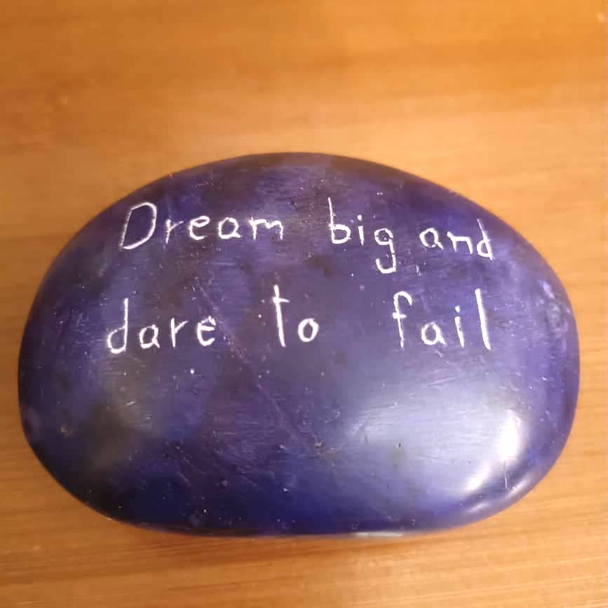 Dream Big Stone Sentiment Message Pebble Words Motivational Gift Inspirational Quote Paper Weight Encouragement Supportive Meaningful Gift