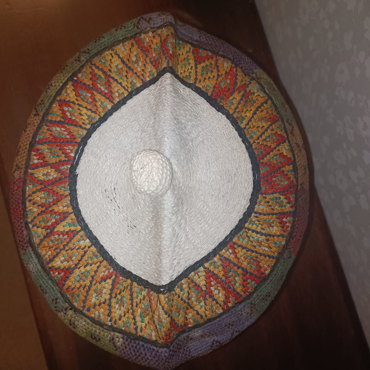 24.5 inch African Hausa Fulani Traditional Handmade Cap Nigerian Tangaran Size 24.5" Costume Headwear Headgear for Men Woven Hat West Africa