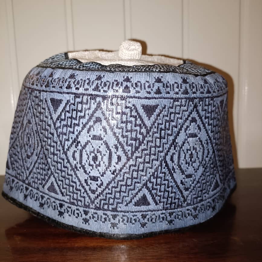 23 inch African Hausa Fulani Traditional Handmade Cap Nigerian Tangaran Size 23" Costume Headwear Headgear for Men Woven Hat West Africa
