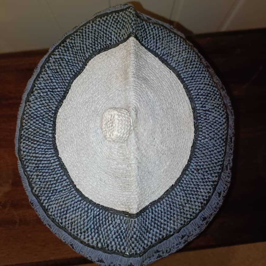 23 inch African Hausa Fulani Traditional Handmade Cap Nigerian Tangaran Size 23" Costume Headwear Headgear for Men Woven Hat West Africa