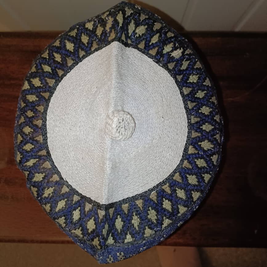 24 inch African Hausa Fulani Traditional Handmade Cap Nigerian Tangaran Size 24" Costume Headwear Headgear for Men Woven Hat West Africa