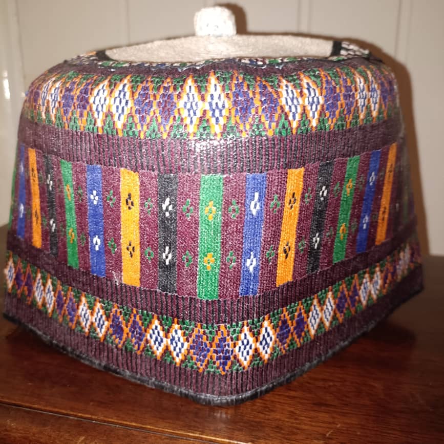 23 inch African Hausa Fulani Traditional Handmade Cap Nigerian Tangaran Size 23" Costume Headwear Headgear for Men Woven Hat West Africa