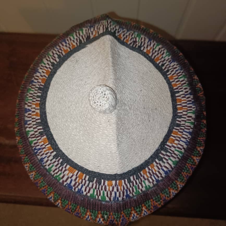 23 inch African Hausa Fulani Traditional Handmade Cap Nigerian Tangaran Size 23" Costume Headwear Headgear for Men Woven Hat West Africa