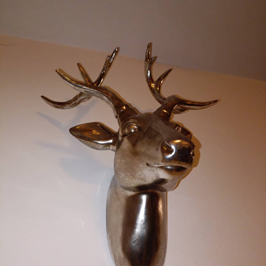 43cm Champagne Stag Head Wall Hanging Stag Bust Antlers Deer Head Wall Mounted