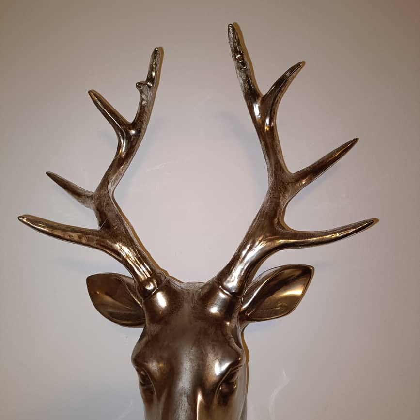 43cm Champagne Stag Head Wall Hanging Stag Bust Antlers Deer Head Wall Mounted