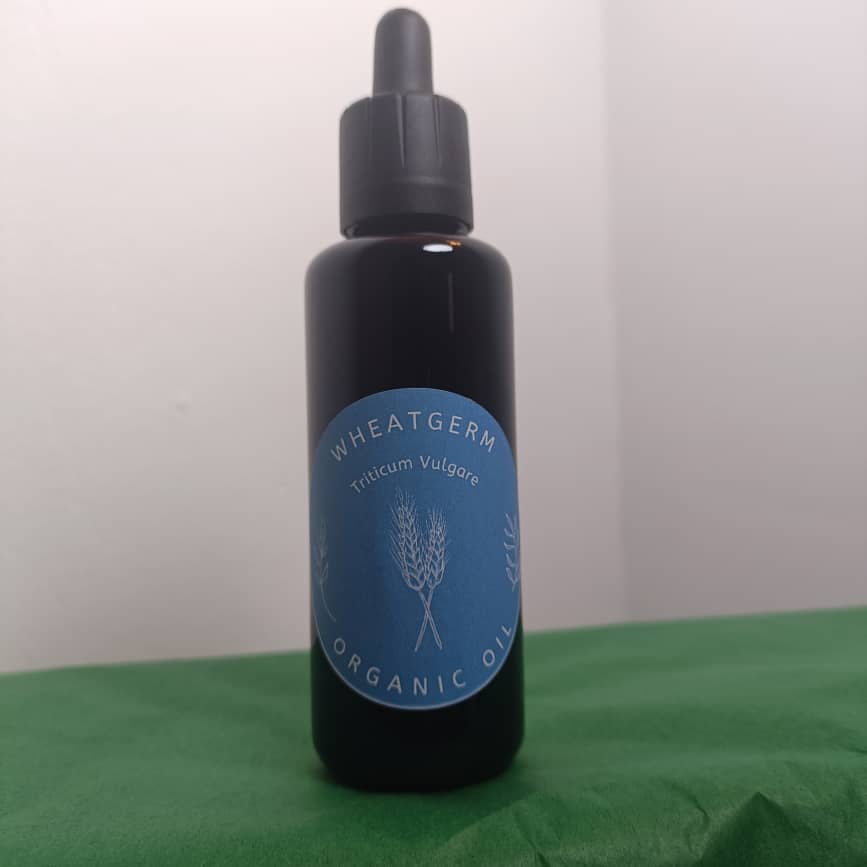 Organic Wheatgerm Oil (Triticum Vulgare) in Miron Glass with Dropper Bottled by Hand Food Grade Cold Pressed Wheatgerm Oil
