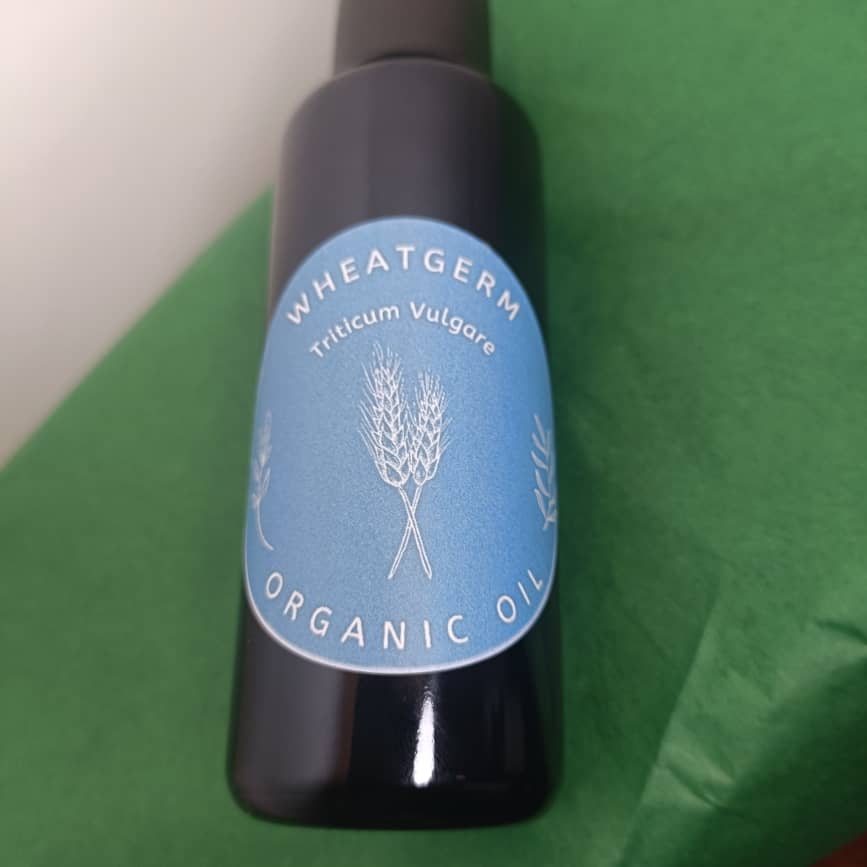 Organic Wheatgerm Oil (Triticum Vulgare) in Miron Glass with Dropper Bottled by Hand Food Grade Cold Pressed Wheatgerm Oil