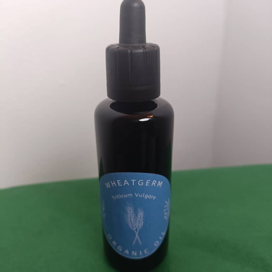 Organic Wheatgerm Oil (Triticum Vulgare) in Miron Glass with Dropper Bottled by Hand Food Grade Cold Pressed Wheatgerm Oil