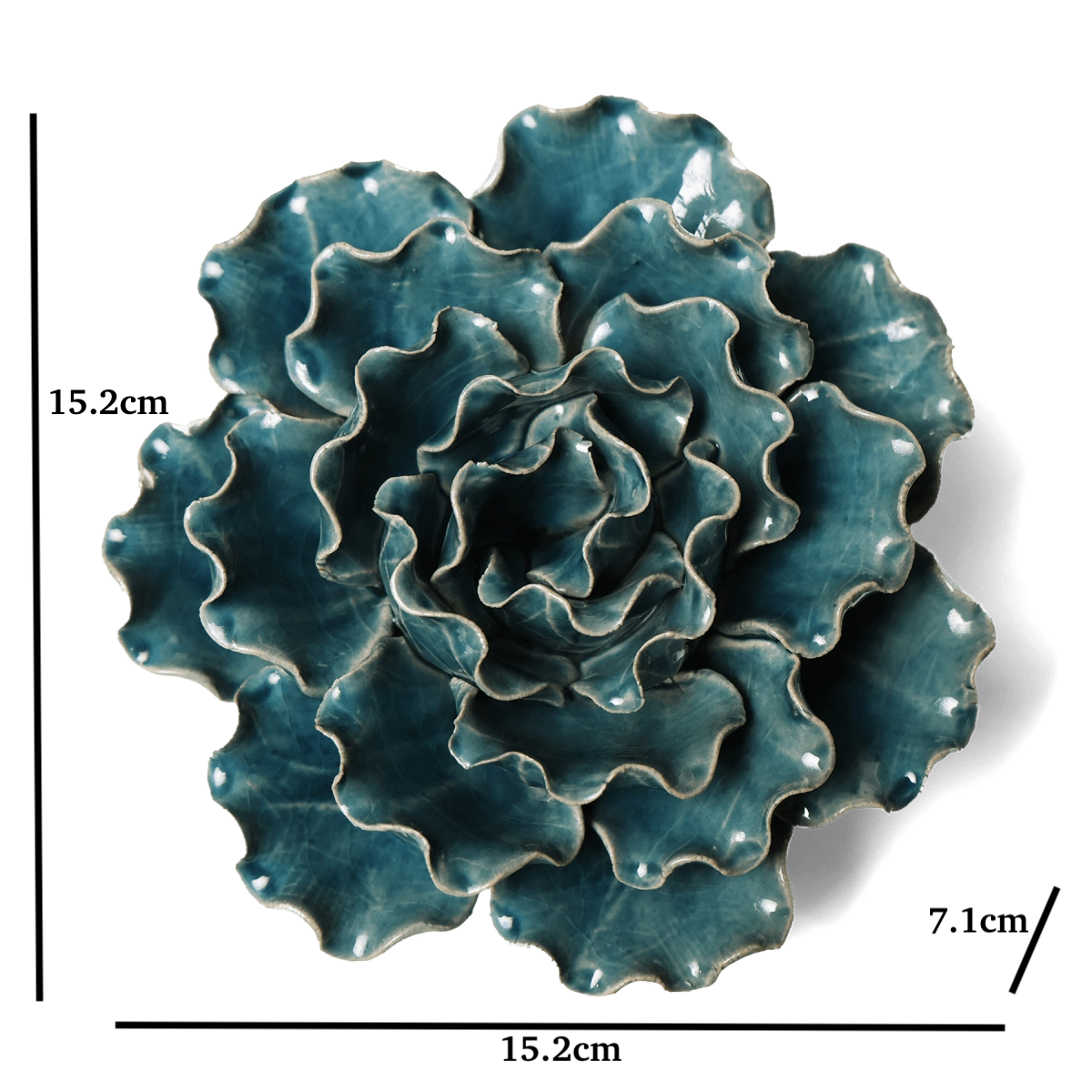 15cm Ceramic Wall Flower Sea Lettuce Teal Turquoise Floral Vegetable Wall Mounted Ceramic Sea Lettuce