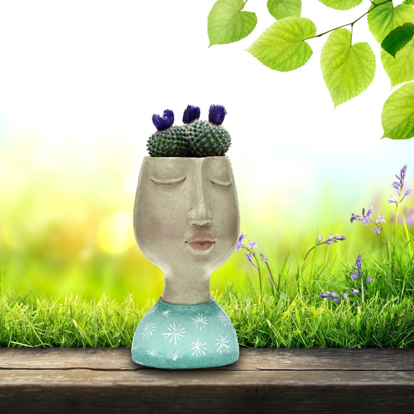 Green Ceramic Plant Pot Face Plant Planter Flower Head Resin Pots Decor Vase Succulent Garden Indoor Plant Pot