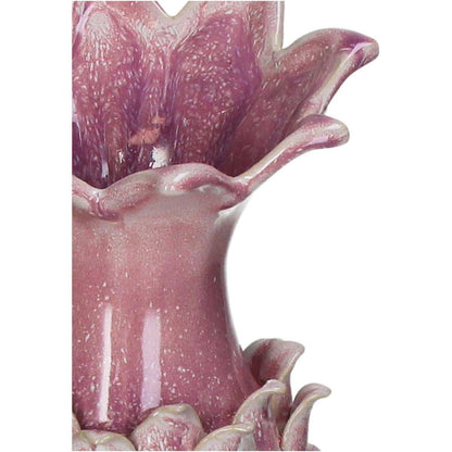 34cm Elegant Pink Lisa Vase 3D Floral Unfurling Flower Petal Shape Pink & Green