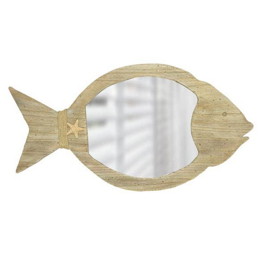 56cm Large Fish Shaped Wooden Framed Mirror Rustic Wall Mirror Sea Theme Beach