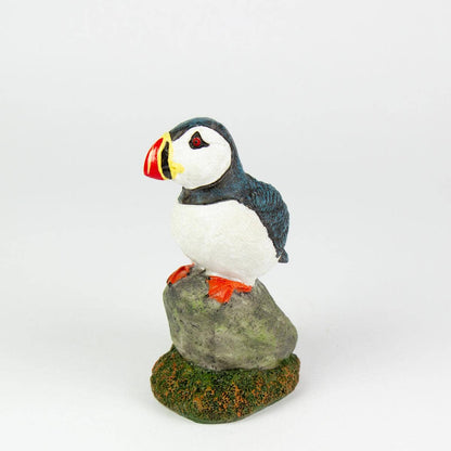 13cm Puffin Figurine Standing On Rock Perched Seabird Seaside Nautical Maritime